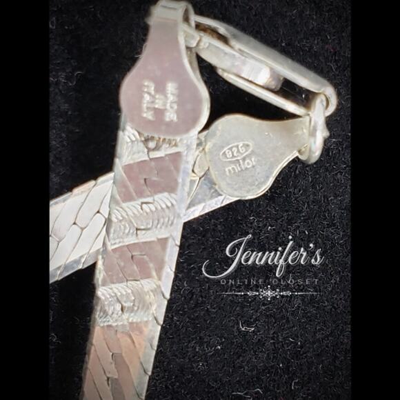 Milor 928 Silver Herringbone Necklace - Picture 6 of 6